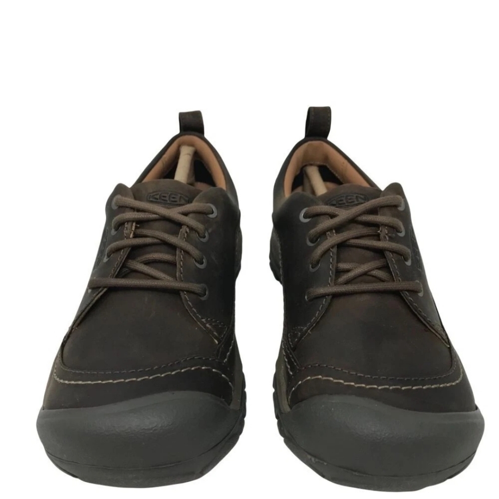 Keen Brown Leather Oxfords with Rubber Sole and Lace-Up Design, Women's 10.5